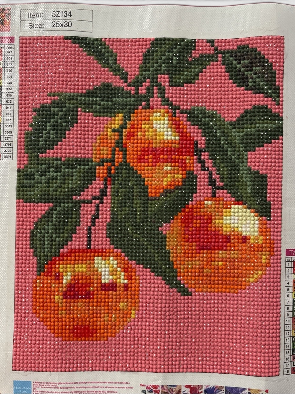Diamond Art Cherry Canvas Pink Fruit Wall Decor Sealed_Fits 8x10 Frame